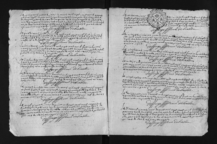 Collection du greffe. Baptêmes, mariages, sépultures, 1709-1716