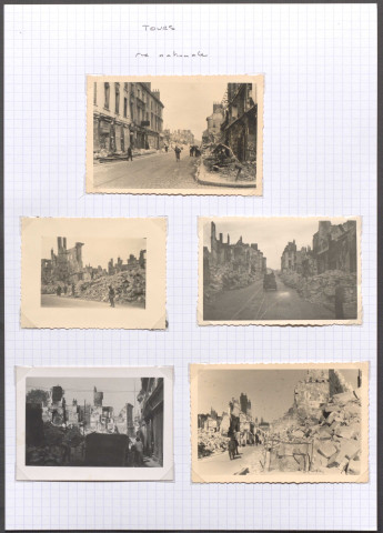 Tours (Indre-et-Loire). Rue Nationale en ruines (été 1940).