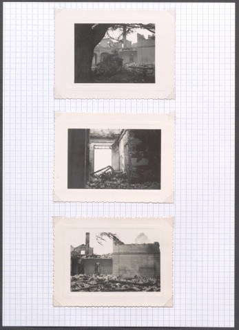 Parçay-Meslay (Indre-et-Loire). Château de Chatenay. Un bombardier allemand est tombé sur un bâtiment où logeaient des officiers de la Luftwaffe.