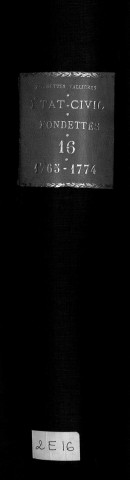 Collection communale. Baptêmes, mariages, sépultures, 1765-1774