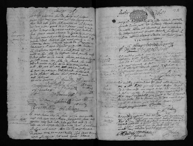 Collection communale. Baptêmes, mariages, sépultures, 1691-1700