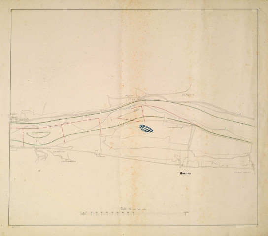 Plan de la régularisation et fixation du lit majeur pour la partie de la Loire comprise dans le département d'Indre-et-Loire, en 19 feuilles reliées.