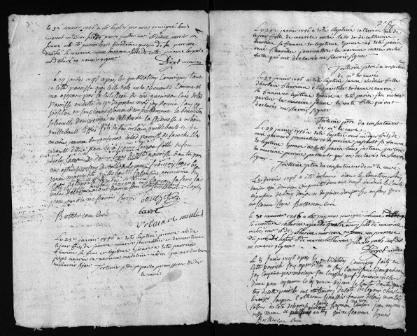 Collection du greffe. Baptêmes, mariages, sépultures, 1746