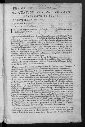 Centième denier et insinuations suivant le tarif (1er avril 1763-20 juin 1767)