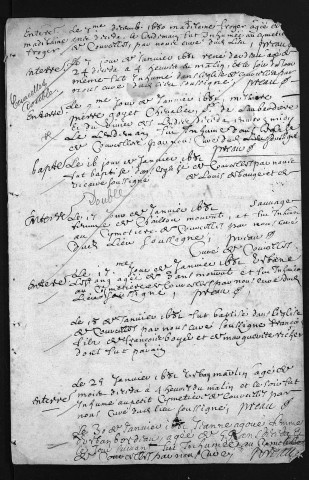 Collection du greffe. Baptêmes, mariages, sépultures, 1680-1684 - Les années 1669-1679 sont lacunaires dans cette collection