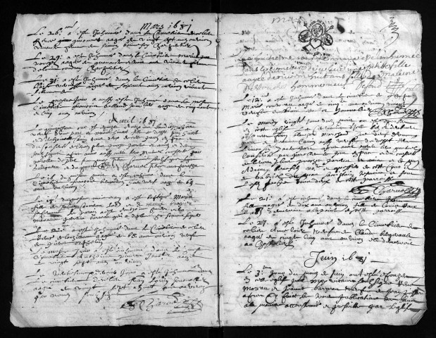 Collection du greffe. Baptêmes, mariages, sépultures, 1681