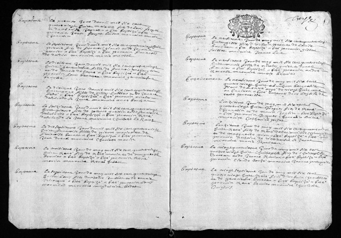Collection du greffe. Baptêmes, mariages, sépultures, 1688 - Les années 1686-1687 sont lacunaires dans cette collection