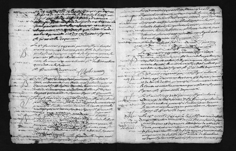 Collection du greffe. Baptêmes, mariages, sépultures, 1749