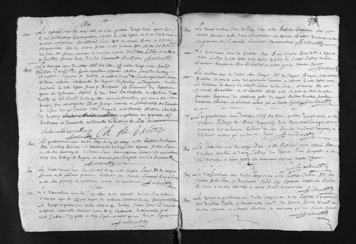 Collection du greffe. Baptêmes, mariages, sépultures, 1691