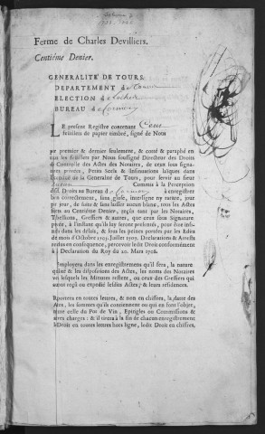 Centième denier et insinuations suivant le tarif (1er février 1733-27 octobre 1735)