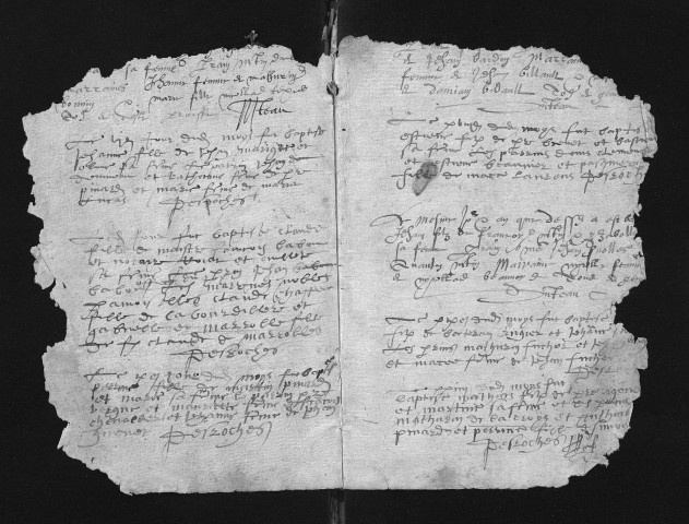 Collection communale. Baptêmes, 1571-1673 ; mariages, 1668 ; sépultures, 1662-1673 (nombreuses lacunes)