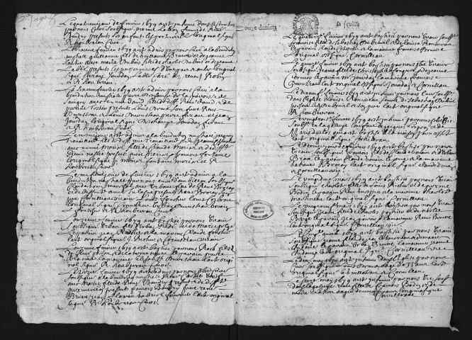 Collection du greffe. Baptêmes, mariages, sépultures, 1679 - La période 1669-1678 est lacunaire dans les 2 collections