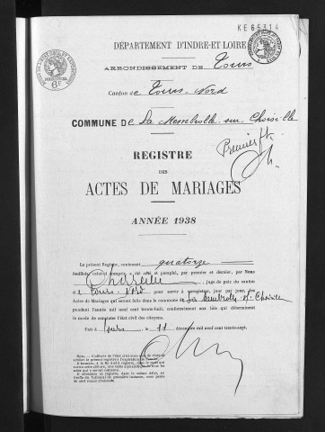 Mariages, 1938
