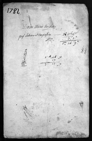 Collection du greffe. Baptêmes, mariages, sépultures, 1782