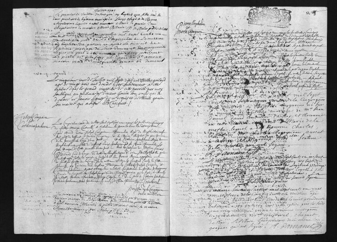 Collection du greffe. Baptêmes, mariages, sépultures, juin 1701-1703
