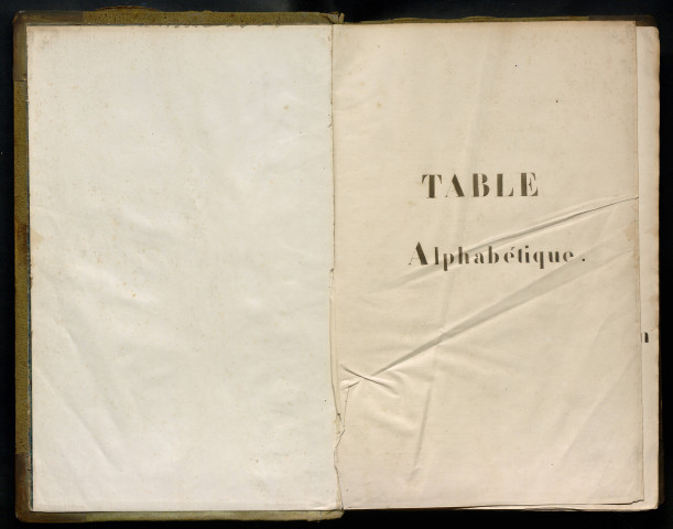 "Table alphabétique. Exercices de MM. Cotton, Lemoine et Cormier, notaires à Rochecorbon. 1817-1854"