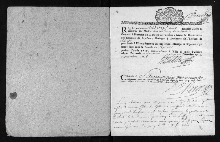 Baptêmes, mariages, sépultures, 1717