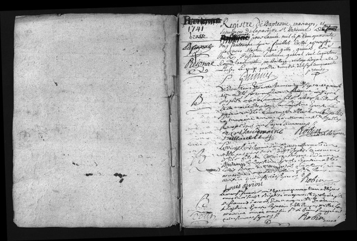 Baptêmes, mariages, sépultures, 1741-1742
