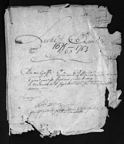Collection du greffe. Baptêmes, mariages, sépultures, 1763