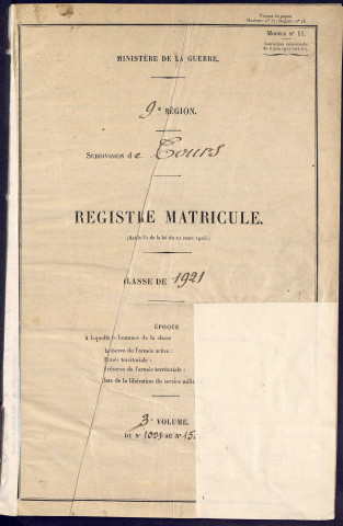 Classe 1921. Matricules n°1001-1296