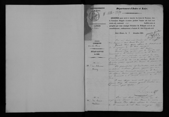 Naissances, 1836-1870