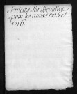 Collection du greffe. Baptêmes, mariages, sépultures, 1715-1716