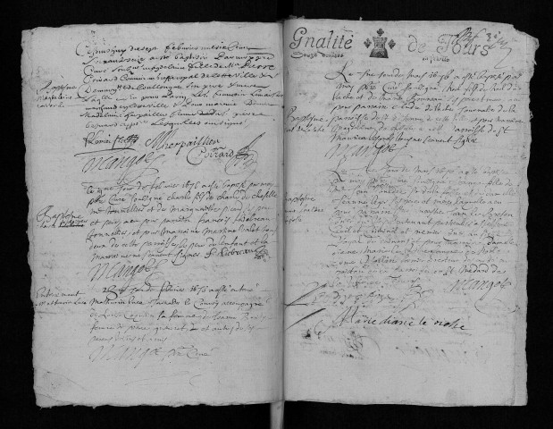 Collection communale. Baptêmes, mariages, sépultures, 1676