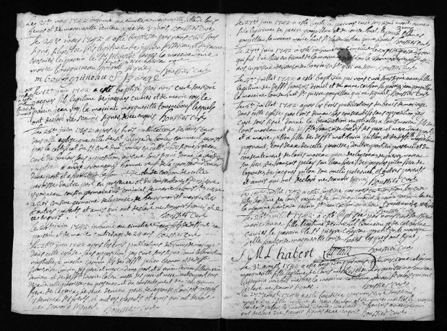 Collection du greffe. Baptêmes, mariages, sépultures, 17421743