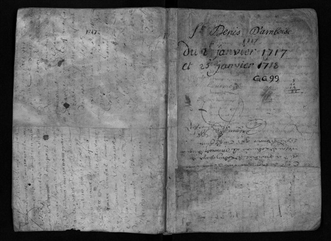 Collection communale. Baptêmes, mariages, sépultures, 1717-janvier 1718