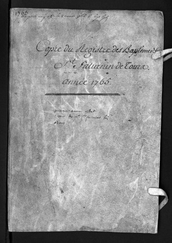 Baptêmes, mariages, sépultures, 1765
