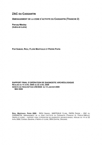 Parcay-Meslay, "La Pérauderie, La Caqueterie", ZAC du Cassantin (Tr.2)